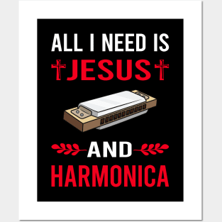 I Need Jesus And Harmonica Mouth Organ Posters and Art